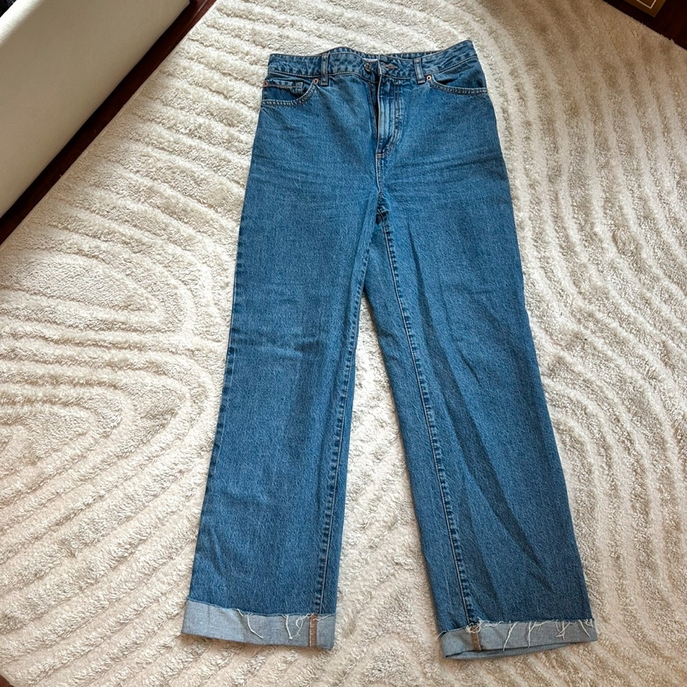 Garage Denim Jambe Large/ Wide Leg Jeans High Rise Vintage Dark Wash